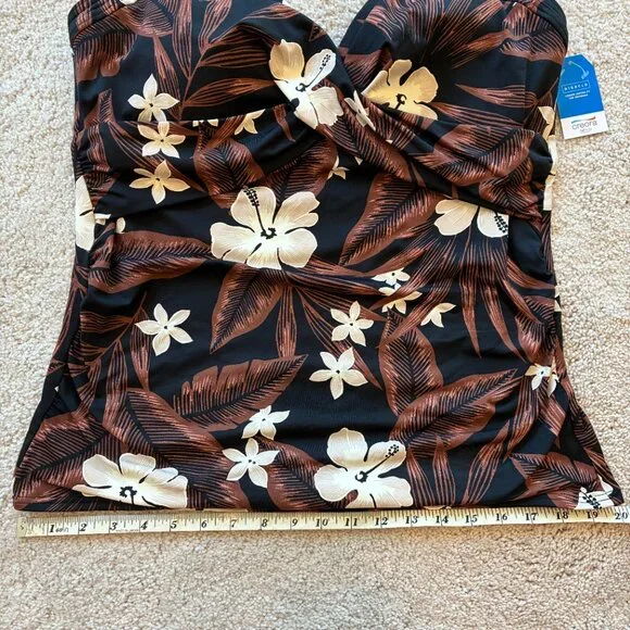 NWT Lands' End Plus Standard Vneck Wrap Underwire Floral Palm Tankini Swim Top - Picture 10 of 13